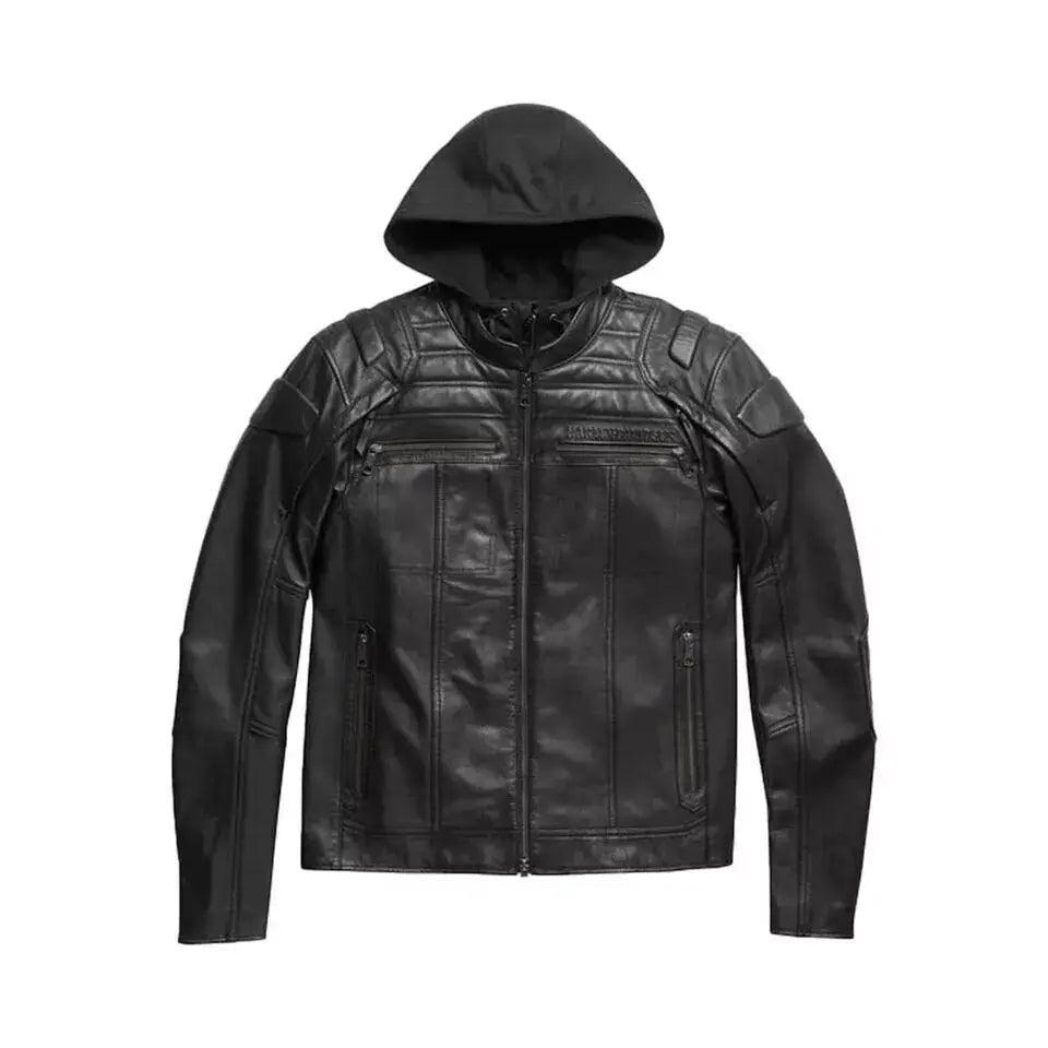 Harley-Davidson Reflective Skull Auroral Leather Jacket – Front View 2