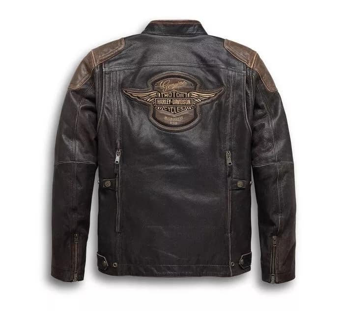 Harley-Davidson Passing Triple Vent Leather Jacket – Back View