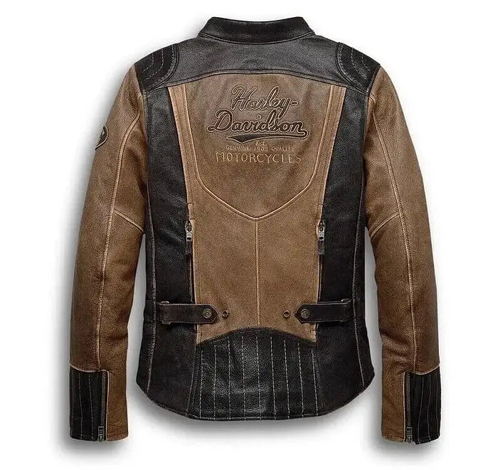 Women's Harley-Davidson Gallun Brown Triple Vent Leather Jacket – Back View