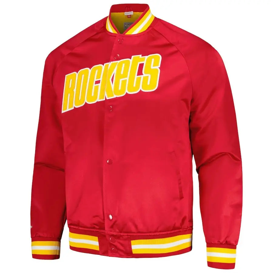 Houston Rockets Red Mitchell & Ness Throwback Raglan Jacket