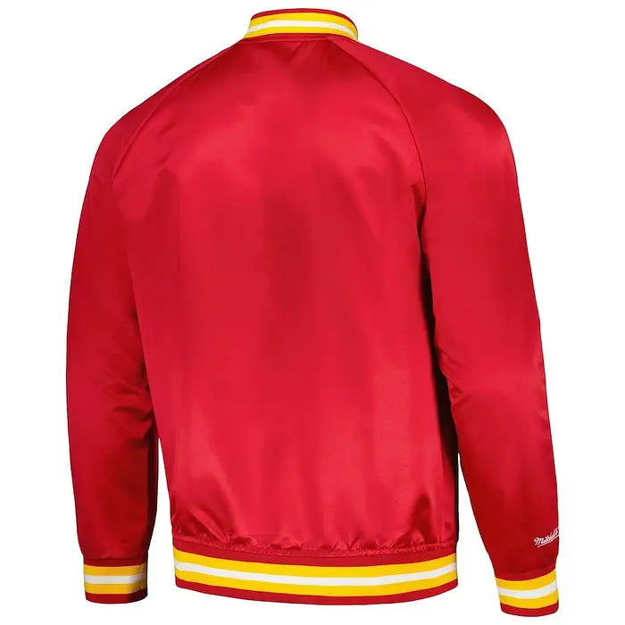 Houston Rockets Red Mitchell & Ness Throwback Raglan Jacket – Back View