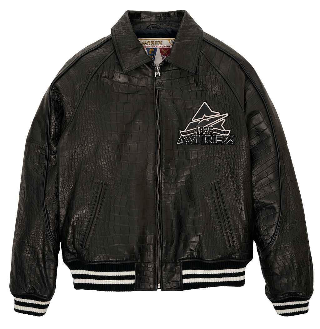 Avirex Croc Commando Black Leather Jacket