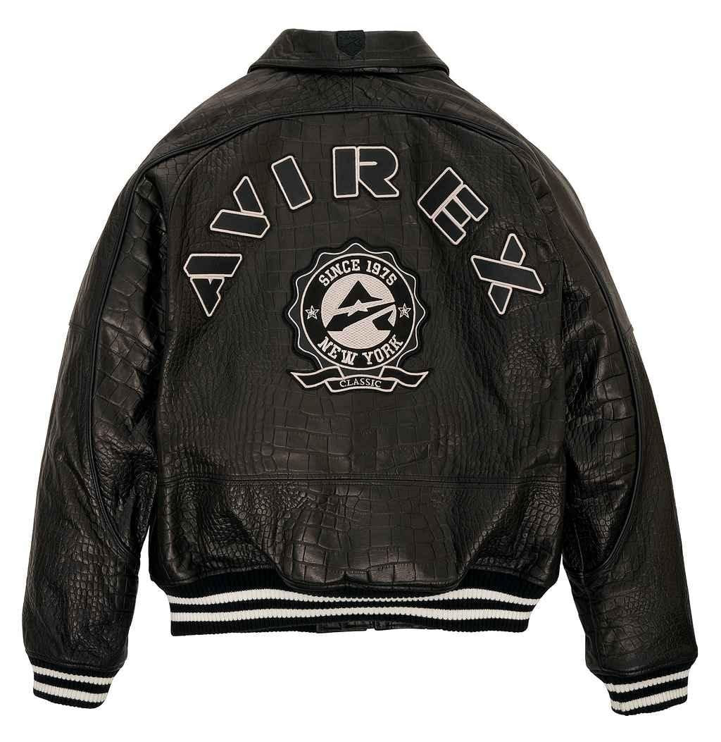 Avirex Croc Commando Black Leather Jacket – Back View
