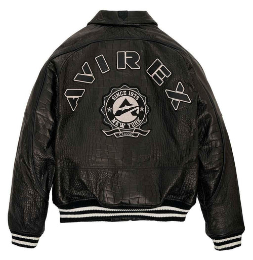 Avirex Croc Commando Black Leather Jacket – Back View