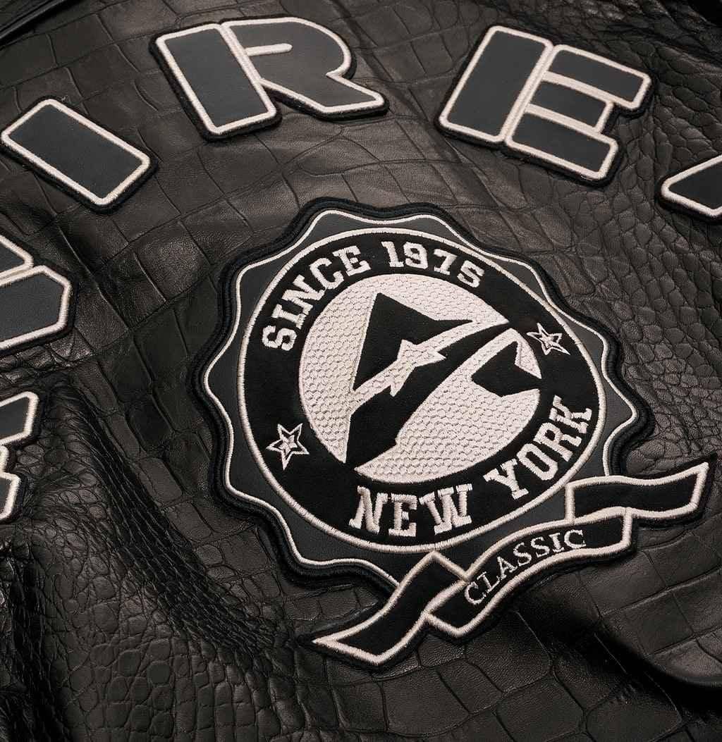 Avirex Croc Commando Black Leather Jacket – Logo Detail 2