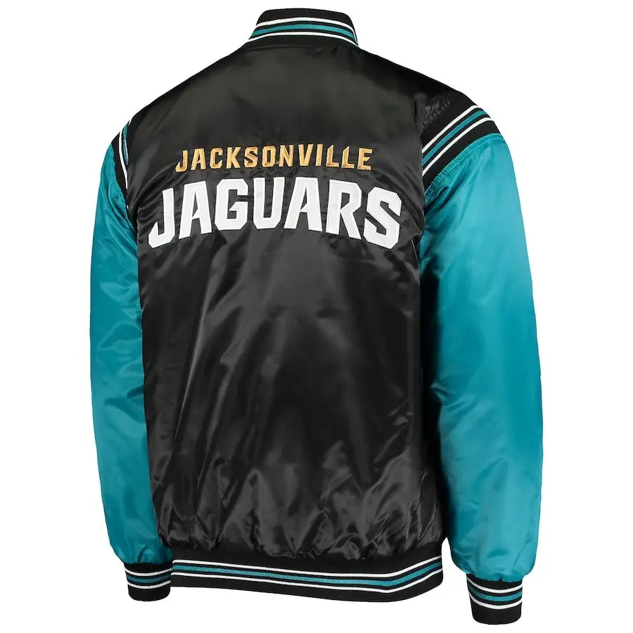 Men's Jacksonville Jaguars Enforcer Satin Varsity Jacket – Back View