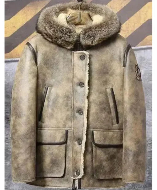 Men's Jamie Hooded Shearling Leather Parka