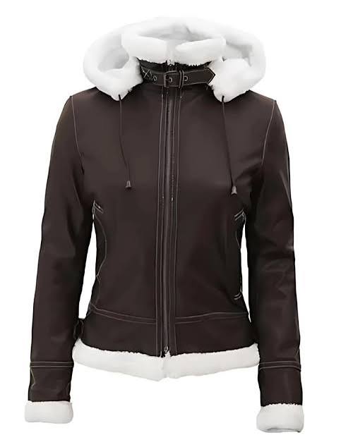 Women's Jasmine Dark Brown Hooded Leather Jacket – Alternate View
