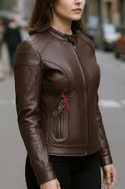 Women's Jasmine Dark Brown Hooded Leather Jacket – Alternate View 2