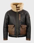 Men's Jones SF Black Shearling Leather Bomber Jacket