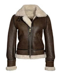 Women's Katie Brown Distressed Shearling Leather Jacket