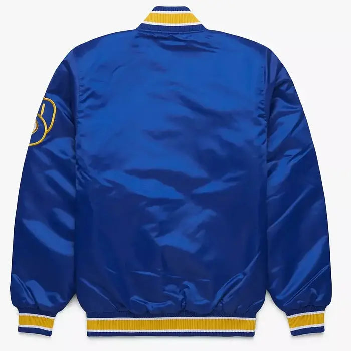 Milwaukee Brewers Satin Varsity Jacket – Back View