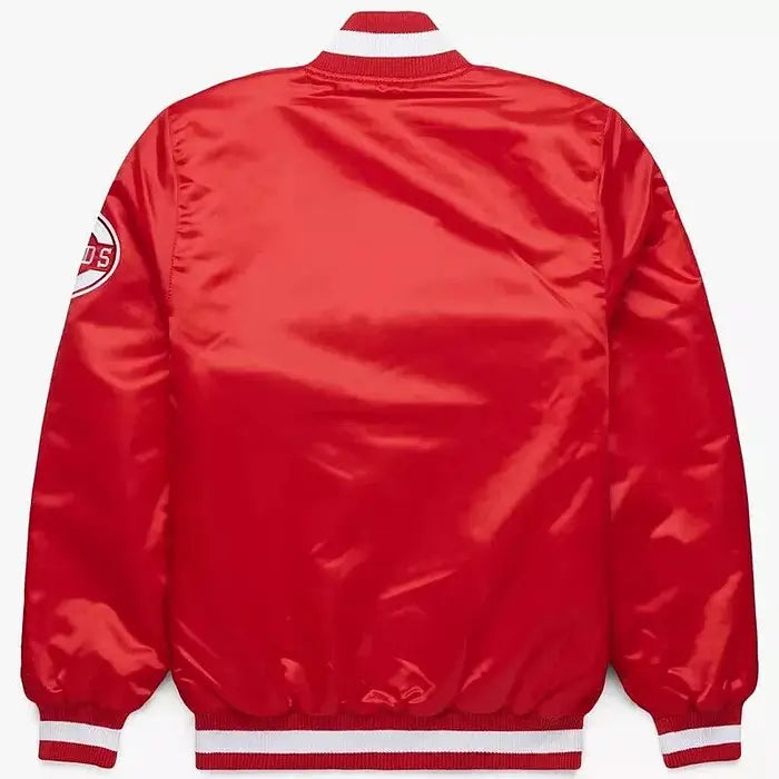 Cincinnati Reds 1980s Red Satin Letterman Jacket – Back View