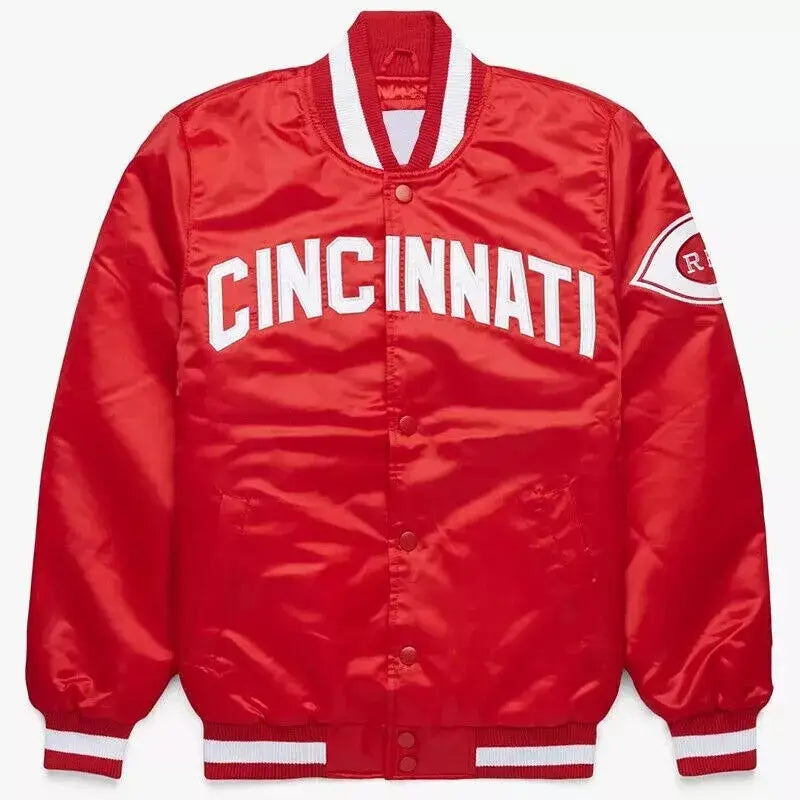Cincinnati Reds 1980s Red Satin Letterman Jacket