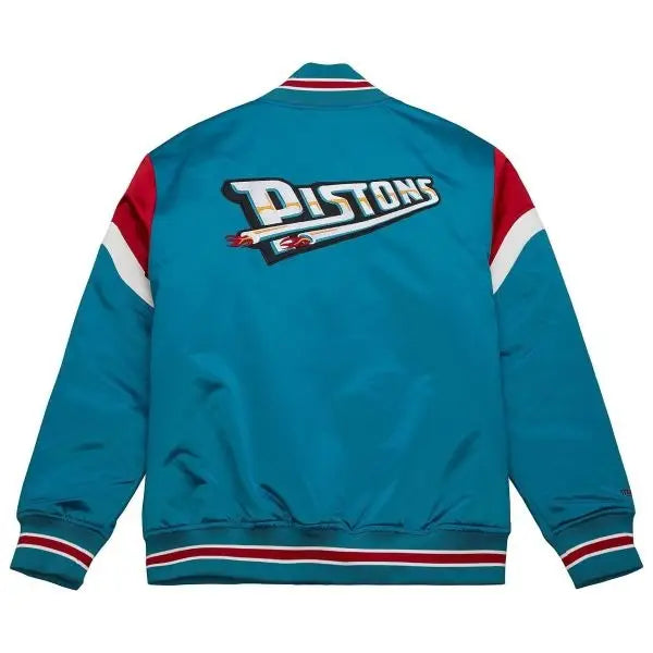 Detroit Pistons Mitchell & Ness Heavyweight Satin Jacket – Back View
