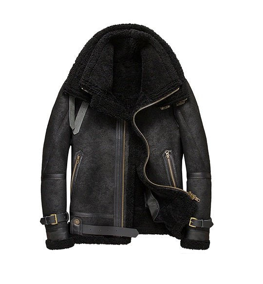 Men's Asphalt Black B3 Flight Shearling Bomber Jacket