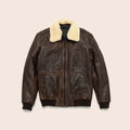 Men's Vintage Brown Lambskin A2 Shearling Bomber Jacket