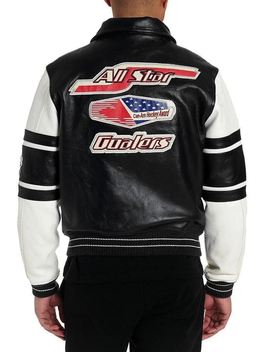 Men's Avirex All Star Black Leather Jacket – Back View