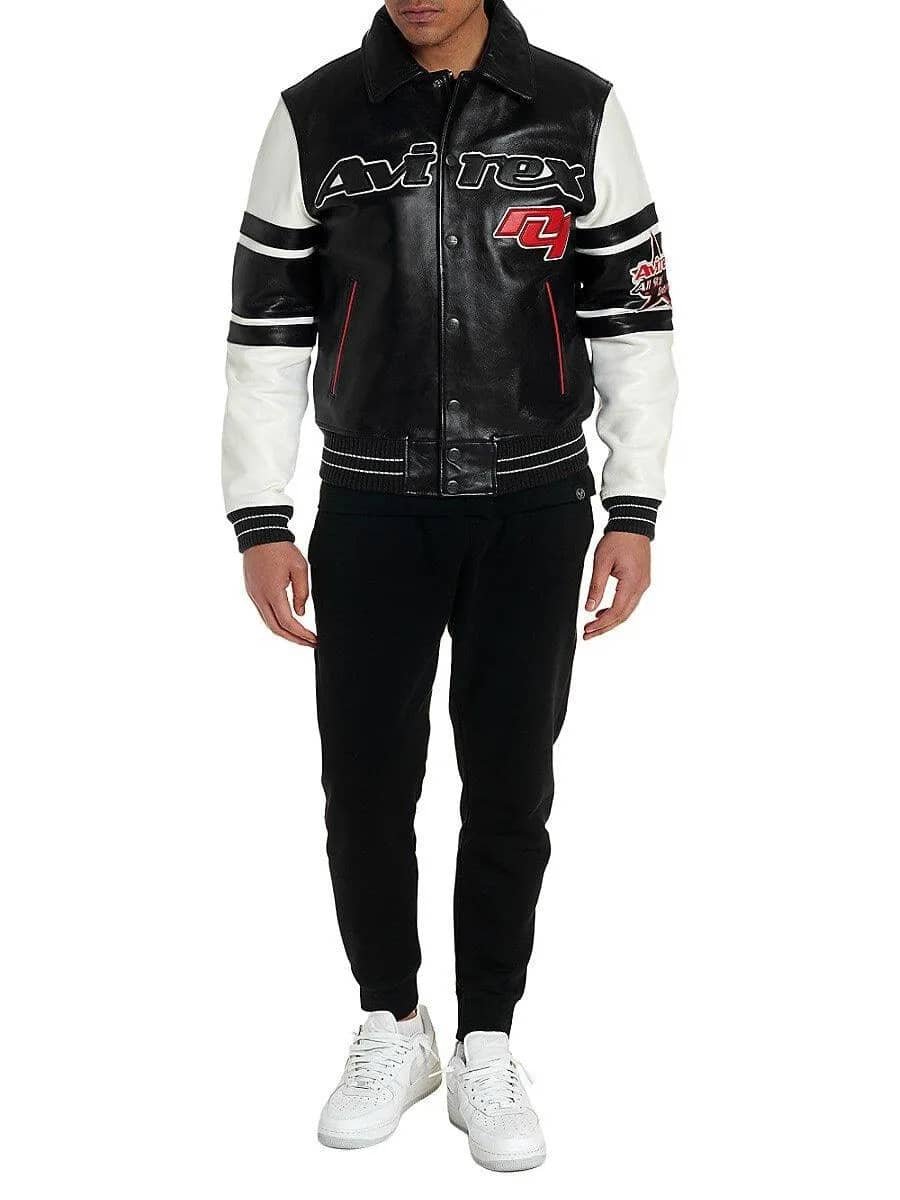 Men's Avirex All Star Black Leather Jacket – Front View
