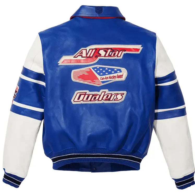 Men's Avirex All Star Blue Leather Jacket – Back View