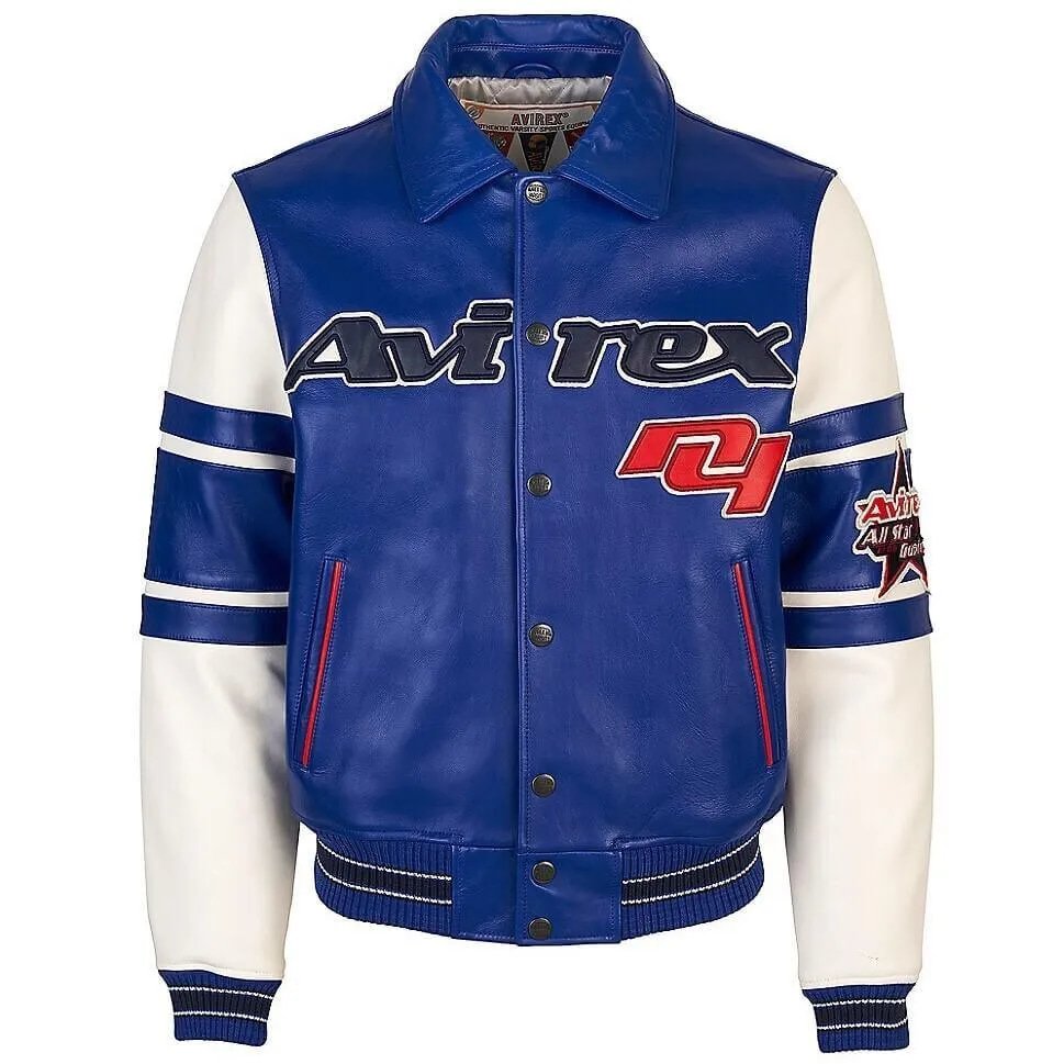 Men's Avirex All Star Blue Leather Jacket