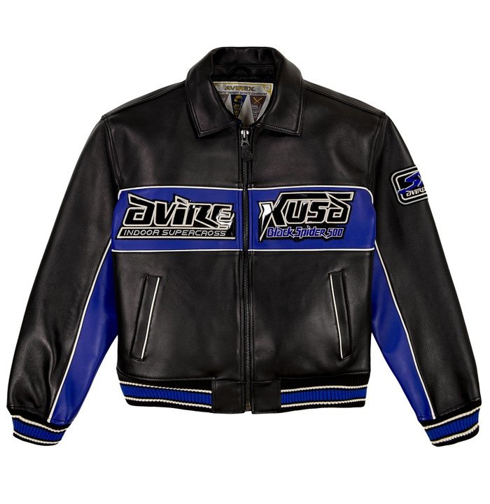 Men's Avirex Black Spider Supercross Leather Jacket