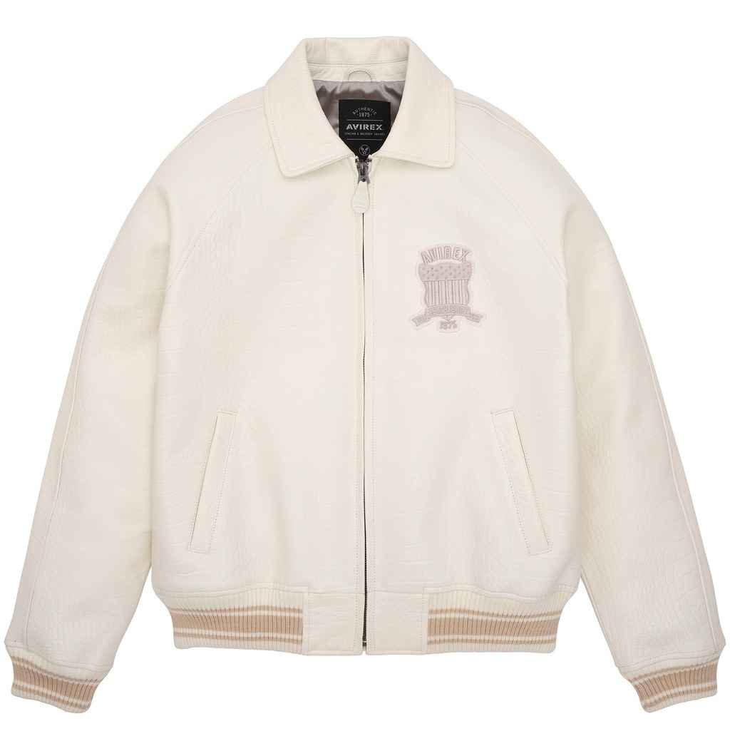 Men's Avirex White Crocodile Icon Leather Jacket