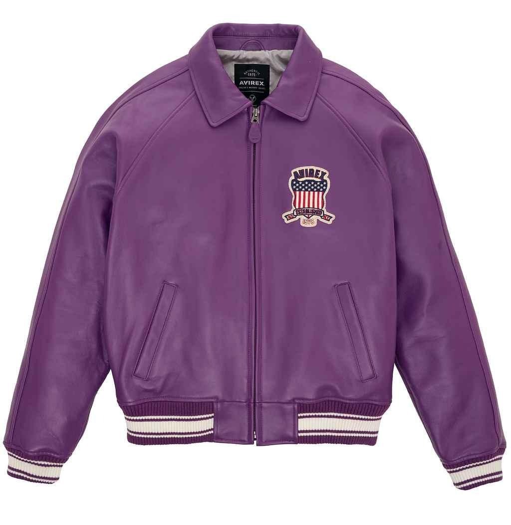 Men's Avirex Burgundy Icon Leather Bomber Jacket