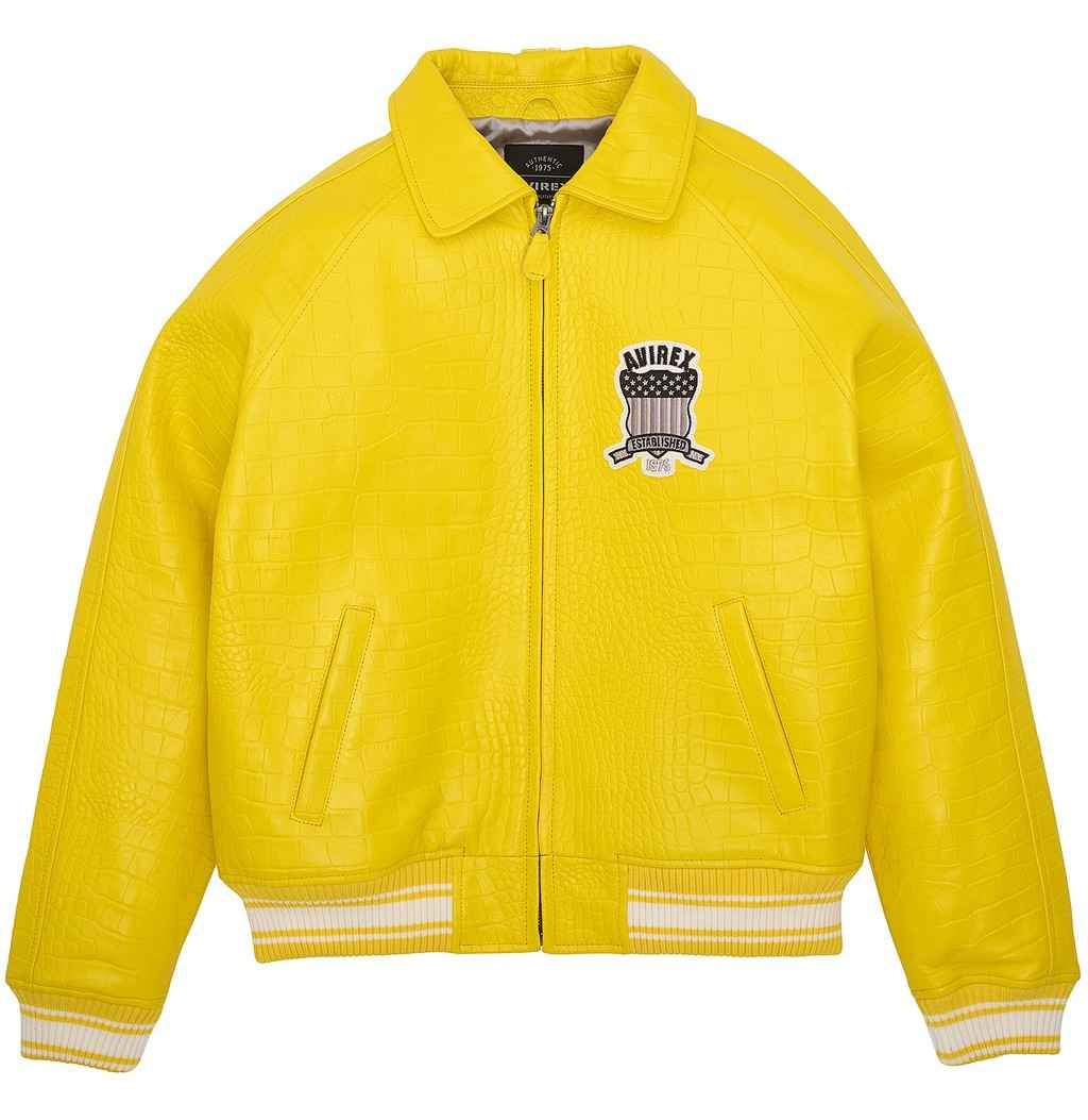 Men's Avirex Limited Edition Yellow Crocodile Leather Jacket