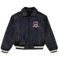 Men's Avirex Navy Blue Icon Leather Bomber Jacket