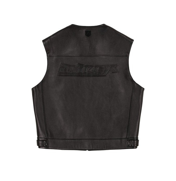 Men's Avirex Rides Leather Vest – Back View 2