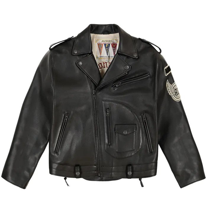 Men's Avirex USA Tour Black Leather Motorcycle Jacket