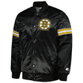 Men's Boston Bruins Black Pick & Roll Satin Varsity Jacket