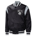 Men's Brooklyn Nets Black Starter Force Play Satin Varsity Jacket