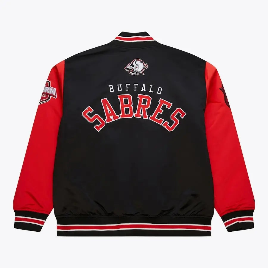 Men's Buffalo Sabres Black Heavyweight Satin Jacket – Back View