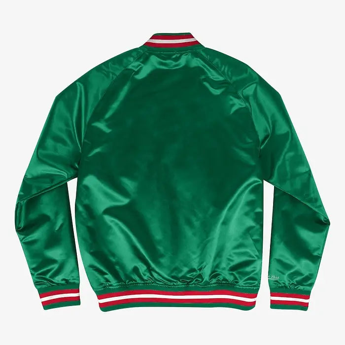 Men's Milwaukee Bucks Green Lightweight Satin Jacket – Back View 2
