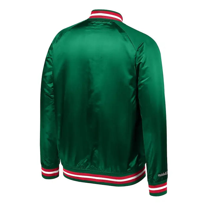 Men's Milwaukee Bucks Green Lightweight Satin Jacket – Back View