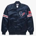 Men's Houston Texans Navy Blue Satin Bomber Jacket