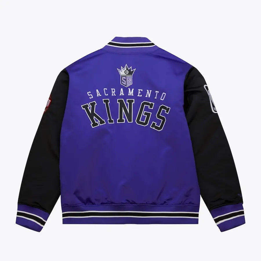 Men's Sacramento Kings Purple Vintage Satin Jacket – Back View