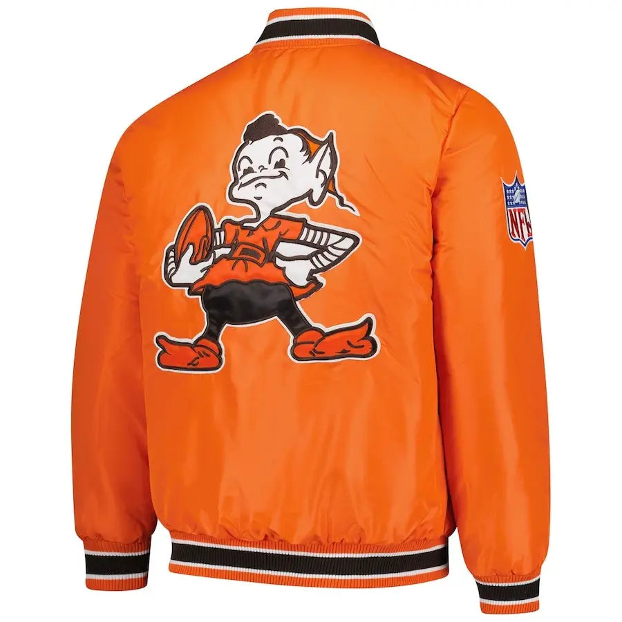 Men's Cleveland Browns Orange Starter Reversible Satin Varsity Jacket – Back View