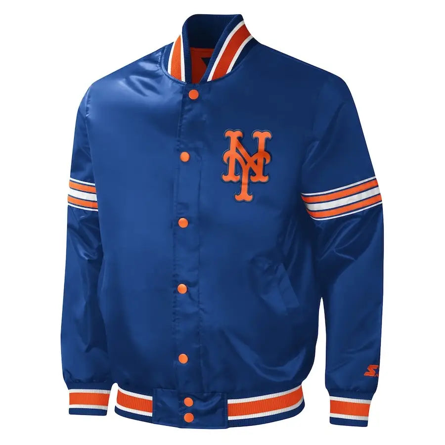 Men's New York Mets Royal Blue Starter Satin Varsity Jacket
