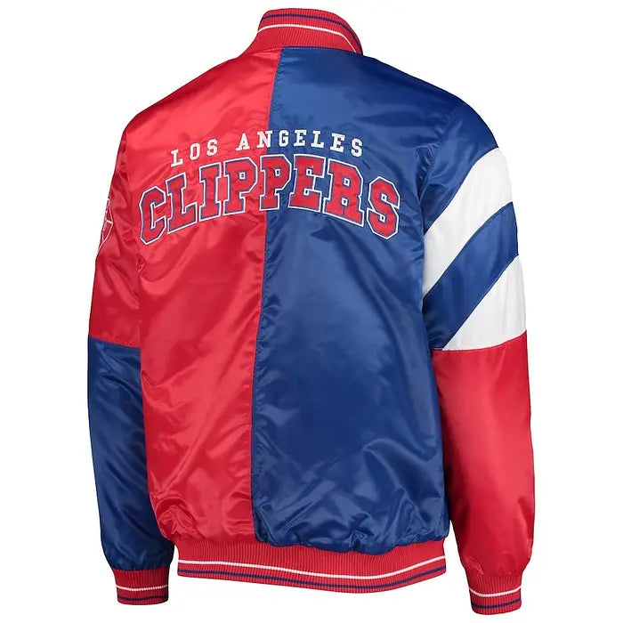 Men's LA Clippers 75th Anniversary Starter Color Block Satin Jacket – Back View