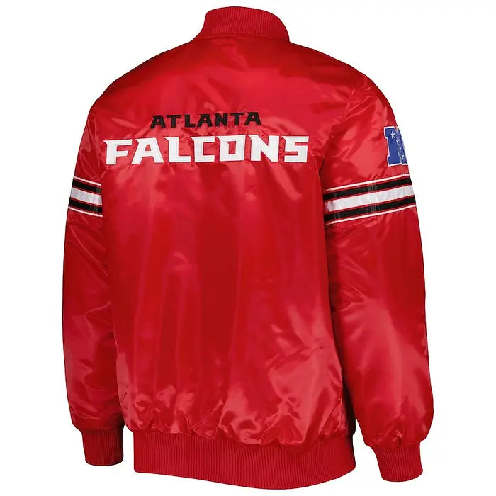 Men's Atlanta Falcons Red Starter Pick and Roll Snap-Up Jacket – Back View