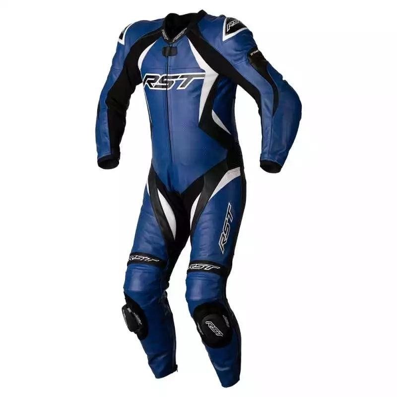 Men's EVO 4 Blue Leather Racing Suit with CE Protection
