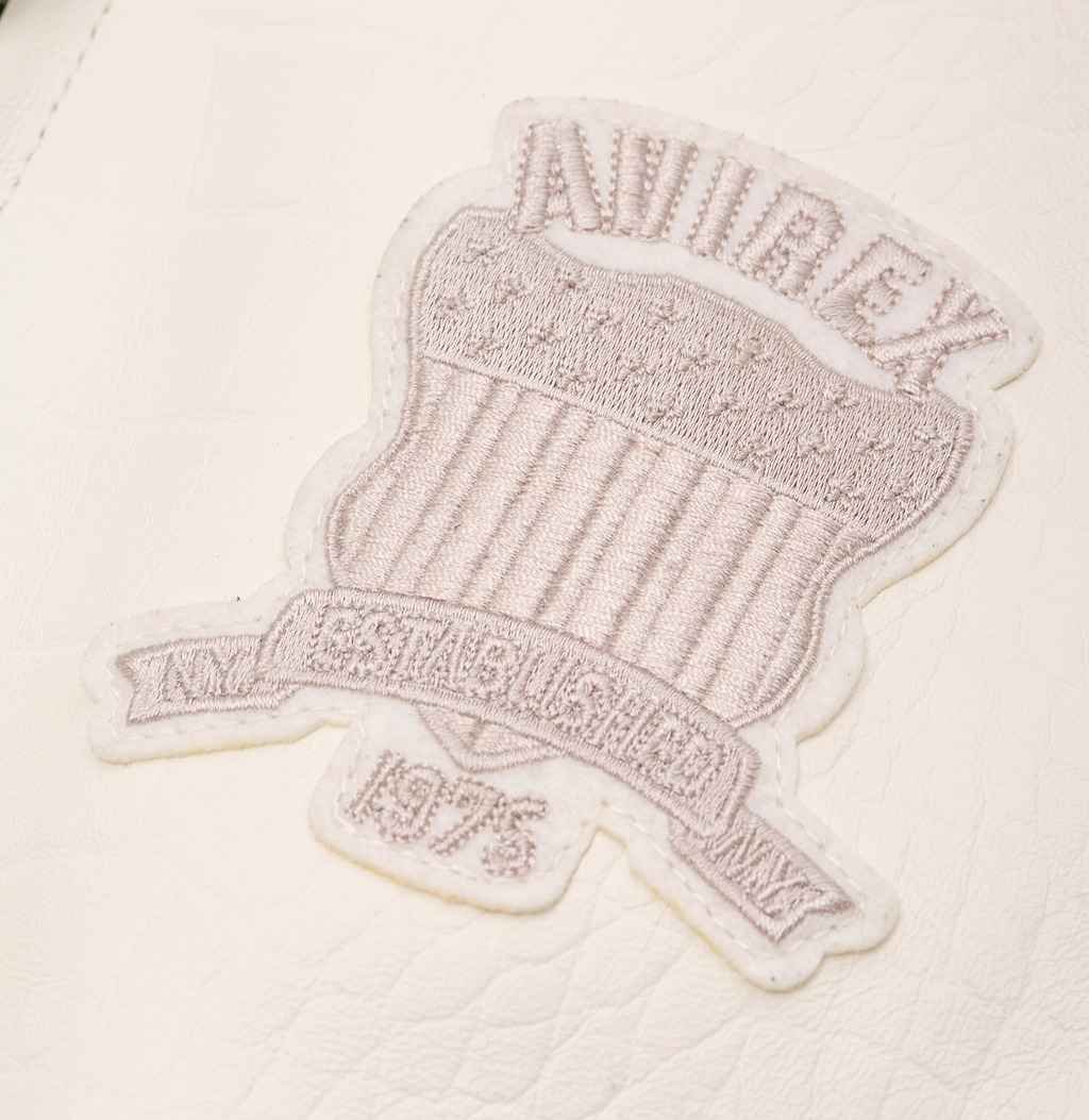 Men's Avirex White Crocodile Icon Leather Jacket – Logo Detail