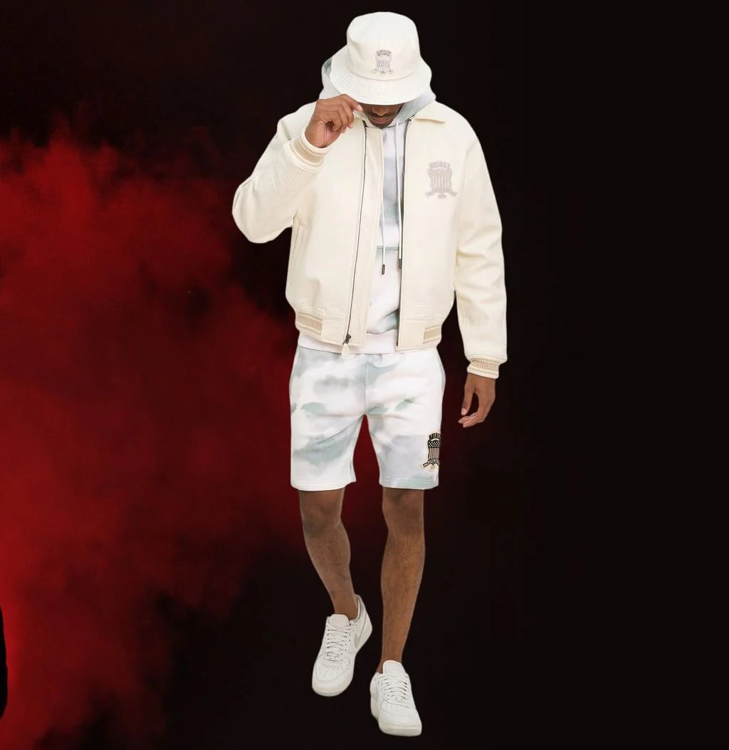 Men's Avirex White Crocodile Icon Leather Jacket – Front View