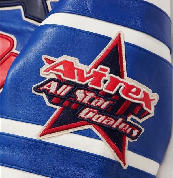 Men's Avirex All Star Blue Leather Jacket – Logo Detail