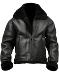 Men's Michael Black Leather Jacket with Large Fur Collar