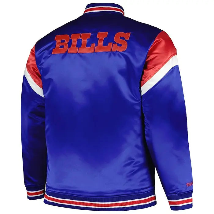 Men's Buffalo Bills Royal Blue Mitchell & Ness Big & Tall Satin Jacket – Back View