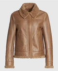 Women's Monica Brown Fur-Lined Shearling Leather Jacket